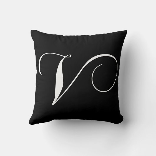 白黒のモノグラムVの枕 クッション (裏面)