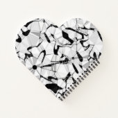 白黒のモーションハート型ノートブック ノートブック (裏面)