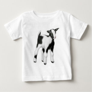 白黒のヤギの子供のベビーのワイシャツ ベビーTシャツ