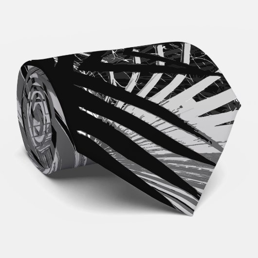 白黒のヤシの木の葉状体の葉の熱帯タイ ネクタイ (ロール)