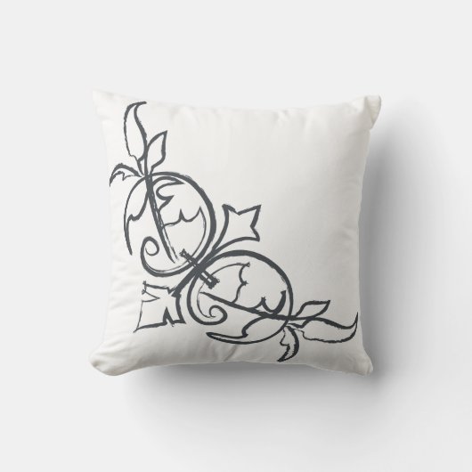 白黒のユニークな紋章16x16のクールな芸術の枕 クッション (正面)