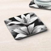 白黒のユリのコスターセット コースター (左側)