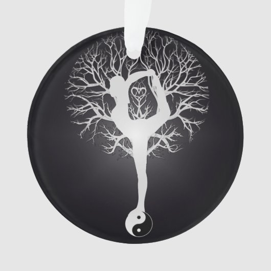 白黒のヨガの木 オーナメント (正面)