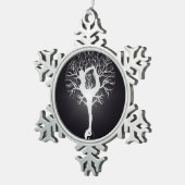 白黒のヨガの木 スノーフレークピューターオーナメント (右)