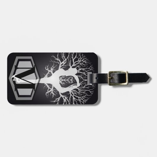 白黒のヨガの木 ラゲッジタグ (正面横)