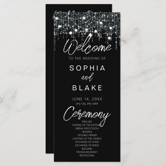 白黒のライつるト結婚式 プログラム (正面/裏面)