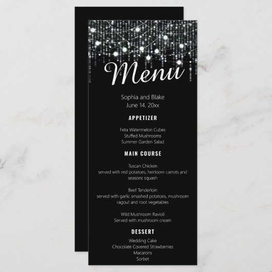 白黒のライぶら下がったトのフラ結婚ットメニュー メニュー (正面/裏面)