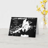 白黒のライオン-ハッピーバースデーレオ! カード (黄色い花)