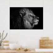 白黒のライオン ポスター (キッチン)