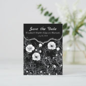 白黒のラインアート日付の保存 ポストカード (スタンド正面)