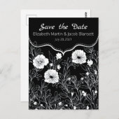 白黒のラインアート日付の保存 ポストカード (正面/裏面)