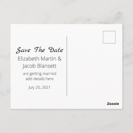 白黒のラインアート日付の保存 ポストカード (裏面)