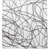 白黒のラインアート シャワーカーテン (正面)