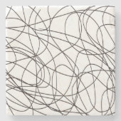 白黒のラインアート ストーンコースター (正面)