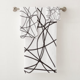 白黒のラインアート バスタオルセット