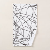 白黒のラインアート バスタオルセット (ハンドタオル)