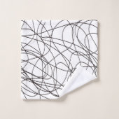 白黒のラインアート バスタオルセット (ウォッシュタオル)