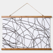 白黒のラインアート 吊り下げ型タペストリー (正面)