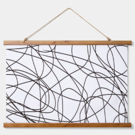 白黒のラインアート 吊り下げ型タペストリー