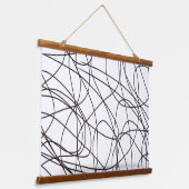 白黒のラインアート 吊り下げ型タペストリー (傾斜あり)