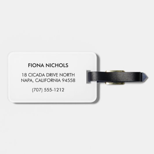 白黒のラゲッストライプジパーソナライズされたタグ ラゲッジタグ (裏面横)