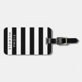 白黒のラゲッストライプジパーソナライズされたタグ ラゲッジタグ (正面横)