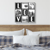 白黒のラブフォトコラージュ キャンバスプリント (インサイチュ (寝室))