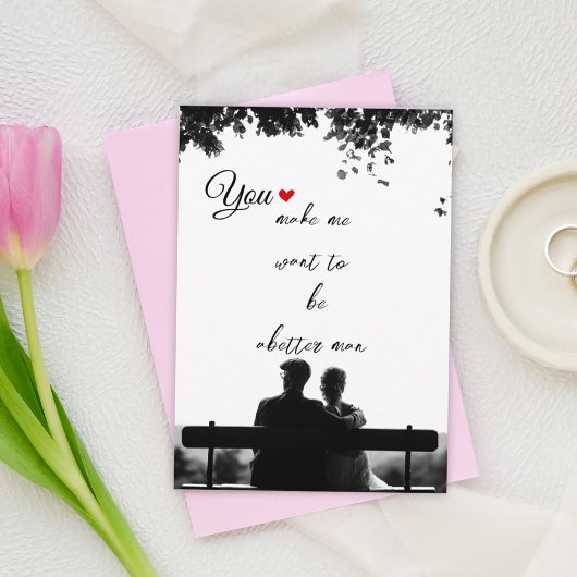 白黒のラブフォトホリデーカード サンキューカード