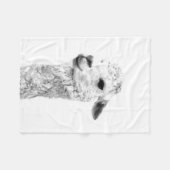 白黒のラマの家畜ポートレート フリースブランケット (正面(横))