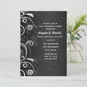 白黒のリハモダンー結婚サルディナー 招待状 (スタンド正面)