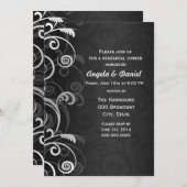 白黒のリハモダンー結婚サルディナー 招待状 (正面/裏面)