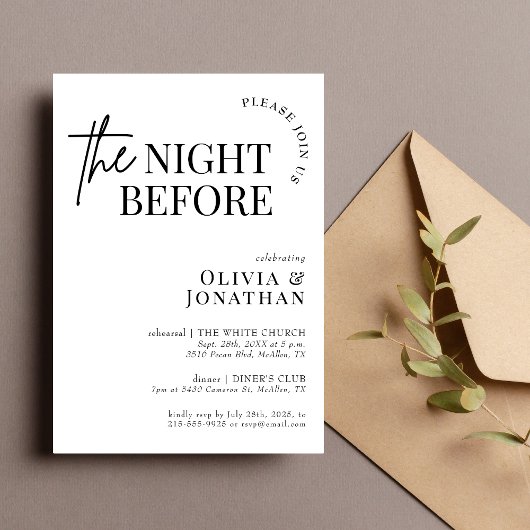 白黒のリハーサルの前の夜 招待状