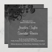 白黒のリハ結婚ーサルディナー招待状 招待状 (正面/裏面)