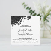 白黒のリハ結婚ーサルディナー招待状 招待状 (スタンド正面)