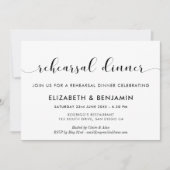 白黒のリハ結婚ーサルディナー招待 招待状 (正面)