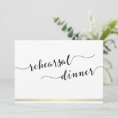 白黒のリハ結婚ーサル招待状金ゴールド線 招待状 (スタンド正面)