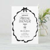 白黒のリボンブライダルシャワー 招待状 (スタンド正面)