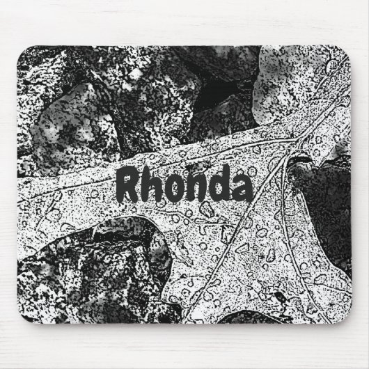 白黒のリーフのスケッチ マウスパッド (正面)