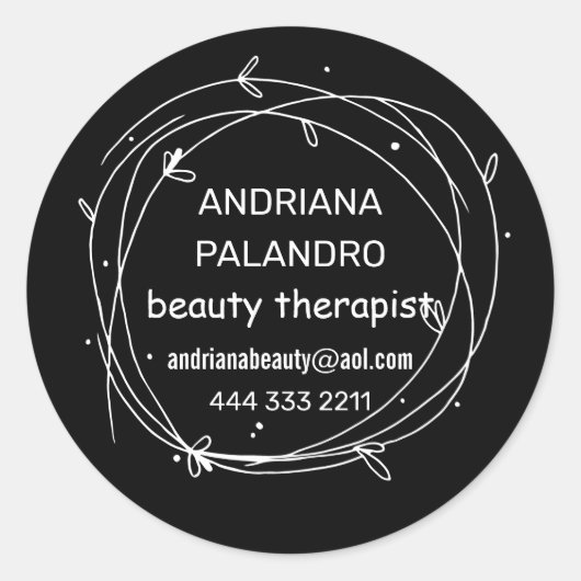 白黒のリーフィリースのロゴ ラウンドシール (正面)