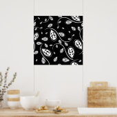 白黒のリーフ – レトロ50s ポスター (キッチン)