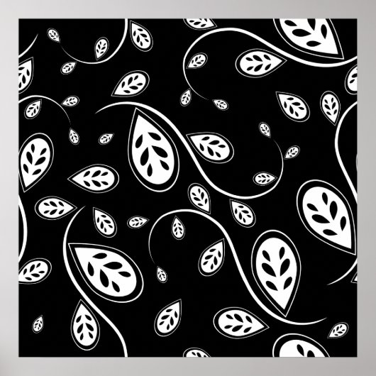 白黒のリーフ – レトロ50s ポスター (正面)