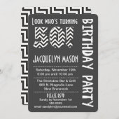 白黒のルックで50歳になる誕生日招待状 招待状 (正面/裏面)