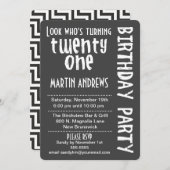 白黒のルック·ザ·ターニング21誕生日招待状 招待状 (正面/裏面)