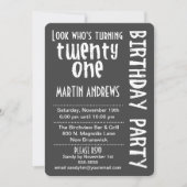 白黒のルック·ザ·ターニング21誕生日招待状 招待状 (正面)