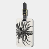 白黒のレトロの熱帯島のヤシの木 ラゲッジタグ (正面縦)