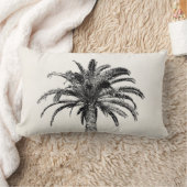 白黒のレトロの熱帯島のヤシの木 ランバークッション (ブランケット)