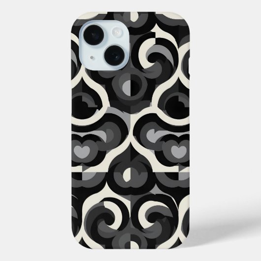 白黒のレトロ抽象パターン Case-Mate iPhoneケース (裏面)