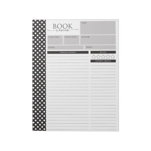 白黒のレビュ読ーページメモ帳 ノートパッド (回転)