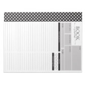 白黒のレビュ読ーページメモ帳 ノートパッド (正面)