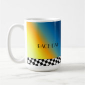 白黒のレース市松模様に縁ど日 コーヒーマグカップ (左)